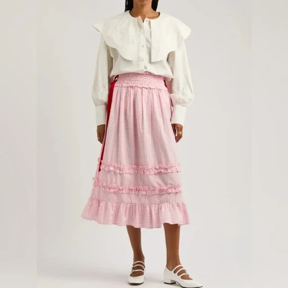 Damson Madder Romeo Broderie Oversized Cotton Button Up Heart Blouse - Picture 3 of 14